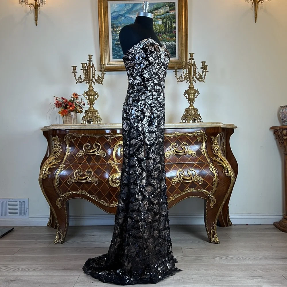 Women,formal all over sequins high slit special Occasion prom dress - Picture 4 of 7